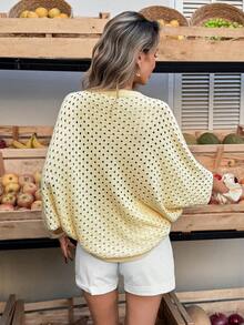 Selianne Spring/Summer Special Cut-And-Sew Batwing Sleeve Women Knit Top - Pale Yellow - View 2