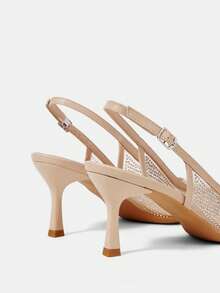 CUCCOO HITCHD Women Shoes Pointed Rhinestone High Heels Wedding Shoes - Apricot - View 11