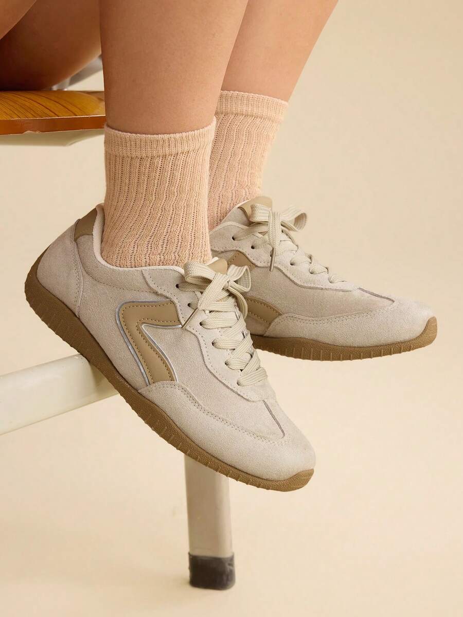 CUCCOO EASI Zapatillas deportivas casuales cómodas con suela plana para mujer - Caqui - Ver 1