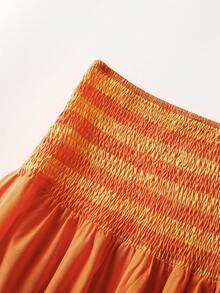 Lyxana Chân váy chữ A xếp ly eo kiểu dáng thường ngày đa năng dành cho nữ - trái cam - Xem 5