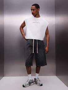 PLAYBOY X SUMWON Camiseta sin mangas de algodón con estampado del logotipo "Libertad para jugar" en la espalda, estilo de verano - Blanco - Ver 3