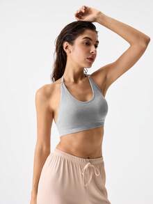 Loungeista 1 Stück Damen Racerback Sport-BH, bequeme Fitness Yoga Activewear für den Sommer - Grau - Übersicht 5