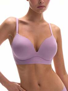 LUVLETTE Sujetador inalámbrico con aros de apoyo Dream Curve+ de color morado, talla básica, sujetador cómodo y esencial de la libertad - Morado - Ver 4
