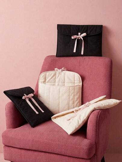 Joivida 1 Pc Fashion Bow Decorated Laptop Tablet Bag Durable Polyester Protective Sleeve For 10/11/12/13 Inch Devices Perfect Gift For Valentine's Day New Year Back To School(Pink/White/Black)