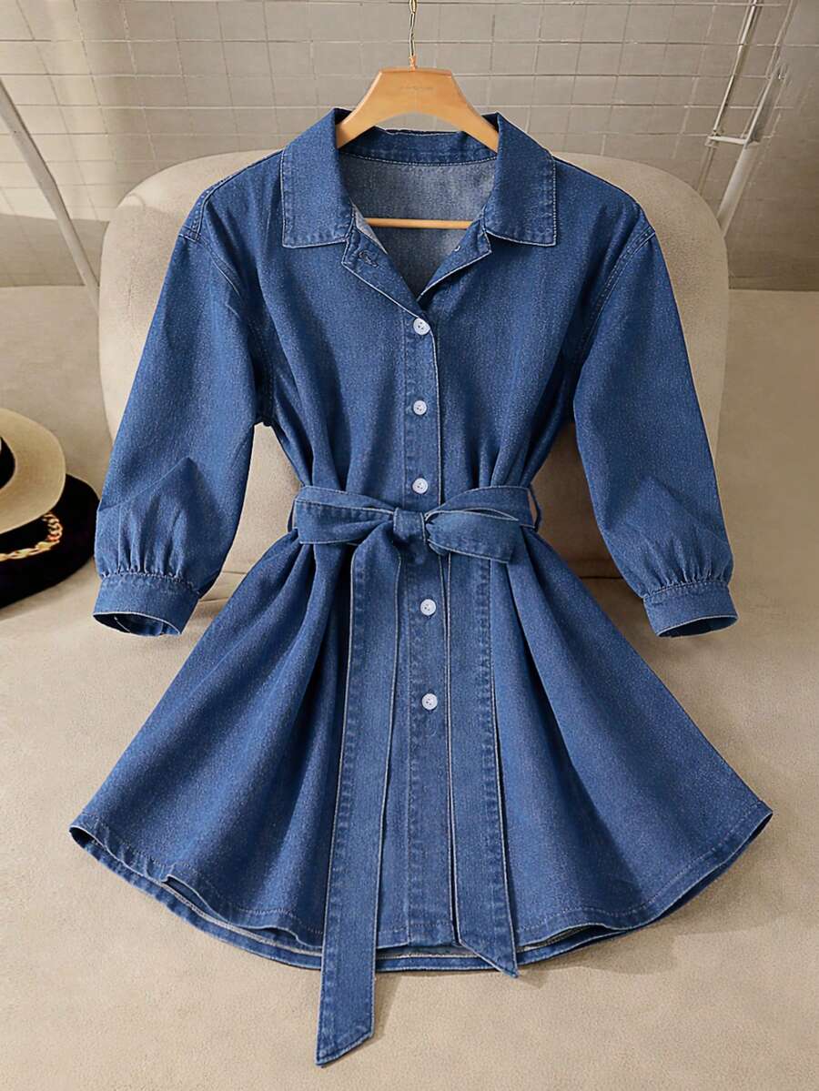 GlowEve Chaqueta vaquera de mujer casual de un solo abotonado - Azul - Ver 1