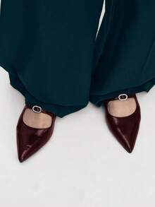 Mnmlis 女士通勤时尚尖头平底鞋 - 酒紅色 - 查看 10