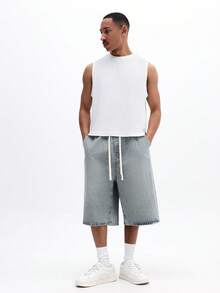 SUMWON Men's Sleeveless Crochet Tank Top With Crew Neckline Regular Fit Summer Casual Knit Tank Top Breathable Mesh Pattern Texture - White - View 3