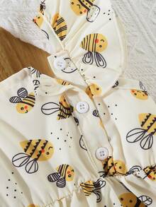 SHEIN Set de 2 vestidos de verano sin mangas con botones y estampado floral para niñas bebé - Amarillo - Ver 5