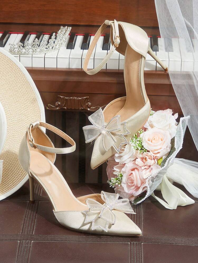 CUCCOO HITCHD Women's Pointed Toe Buckle Design Fashionable High Heels, Versatile For Daily Wear Summer Shoes Wedding Shoes Bride Shoes