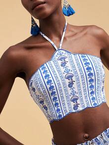 Travachic Women's Vacation Beach Floral Print Cropped Backless Halter Top - Multicolor - View 5