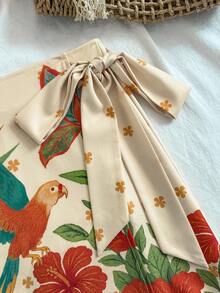 Travachic 女士纯色露脐吊带背心和印花侧系带半身裙度假套装 - 彩色 - 查看 4