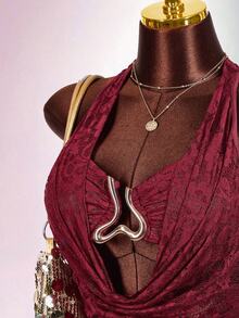 Amplova 2026 New Lace Two Pieces Top & Lace Mini Dress Set, Suitable For Dates And Parties - Burgundy - View 5