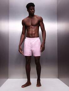 PLAYBOY X SUMWON 男士抽绳泳裤，弹性腰带，夏季海滩度假速干泳裤，休闲泳池必备 - 粉色 - 查看 3