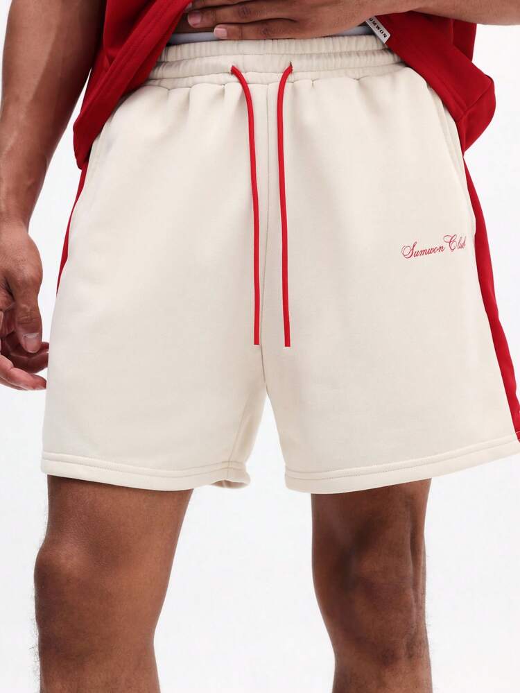 SUMWON Ensemble coordonné polo surdimensionné pour hommes avec texte brodé "New York" et short à taille élastique assorti