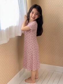Dazy Kids 女童圆领短袖睡衣家居服夏季 - 粉色 - 查看 5