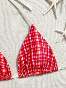 Swim Mod Bộ đồ bơi 3 mảnh cỡ lớn, họa tiết kẻ caro với dây buộc vai, quần bơi đồng bộ, thích hợp cho khu nghỉ dưỡng, bãi biển, hồ bơi. - Nhiều màu - Xem 7