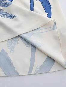 GlowEve Women's Blue Leaf Print Vacation Dress, Spring/Summer New Arrival - Blue - View 5