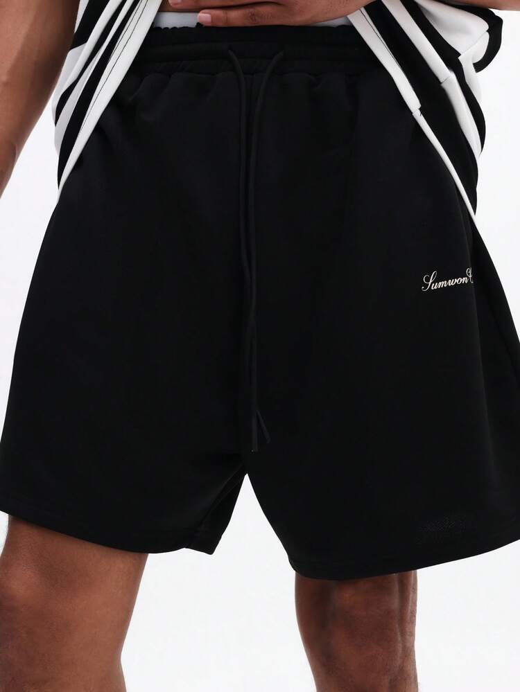 Men Striped T-Shirt And Shorts Co-Ord Set Casual Summer Two Piece Outfit Horizontal Stripes Crew Neck Short Sleeve Regular Fit Black White