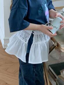 Dazy Kids Young Girl Embroidered Ruffle Casual Versatile Daily Wear Mini Skirt - White - View 4