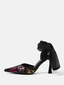 CUCCOO HITCHD Women Shoes Pointed Stilettos Wedding Banquet Party Elegance Wedding Shoes Summer Shoes Bride Shoes - Black - View 10
