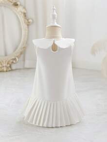 Glamorique Kids 女婴可爱彼得潘领无袖公主裙，春夏款 - 白色 - 查看 2