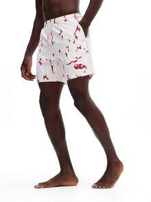 SUMWON 男士速干沙滩泳裤，抽象星形印花图案，夏季度假泳装 - 彩色 - 查看 4