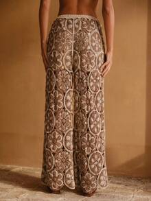 Swim Chiccia Women's Elegant New Hollow-Out Regular Beach Pants, Summer Vacation - Brown - View 3