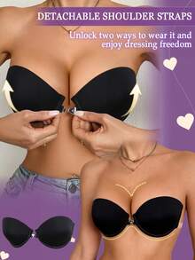 DesireSculpt 1pc Strapless Women's Bra, Black, Underwire, Front Closure, Lift & Enhance, Invisible Back - Black - View 4