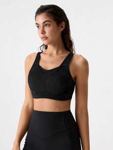 Áo ngực thể thao nữ WINGSLOVE hỗ trợ tối đa, không gọng, không đệm mút, che phủ toàn diện, cỡ lớn, dây đeo rộng và lưng chữ U, thoáng khí, thích hợp cho chạy bộ, tập gym và các hoạt động thể thao khác. - màu đen - Xem 1