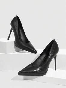 CUCCOO SZL Women's Pointed Toe Elegant Commuter High Heels Spring Shoes - Black - View 2