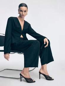 Mnmlis Sandalias de tacón alto con cierre deslizante para uso diario de moda para mujer - Negro - Ver 11