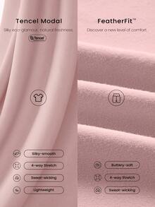GLOWMODE 2 Pieces Tencel™ Modal 4.3'' Off-Shoulder Tee & 4.3" FeatherFit™ Buttery-Soft High-Rise Crossover Waist Biker Shorts Gym Cycling Running - Pink - View 5