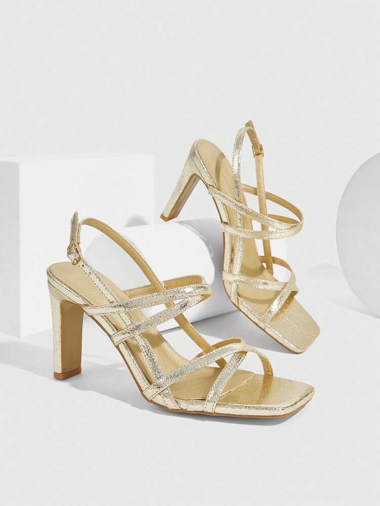 CUCCOO SZL Women's Square Toe Rhinestone Ankle Strap Sandals For Christmas