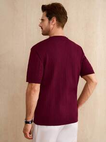 Manfinity CityGents Men's Letter Embroidery Crew Neck Short Sleeve Knit Top - Multicolor - View 3