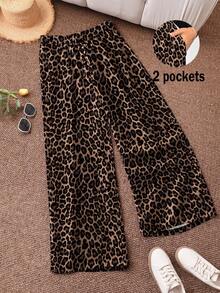 CosyJoli 女士休闲宽松全幅豹纹直筒修身长裤，百搭款式，适合春夏穿着 - 彩色 - 查看 7