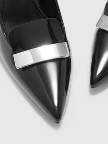 CUCCOO BIZCHIC Pointed Toe Versatile Backless Slip-On Women's Shoes - Black - View 4