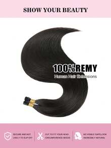 Ekstensi Rambut I-Tips 22 inci 50 helai Rambut Manusia Asli Mudah Ditata Ekstensi Rambut Manusia Hitam I-Tips Ekstensi I-Tips untuk Wanita - SNatural - View 4