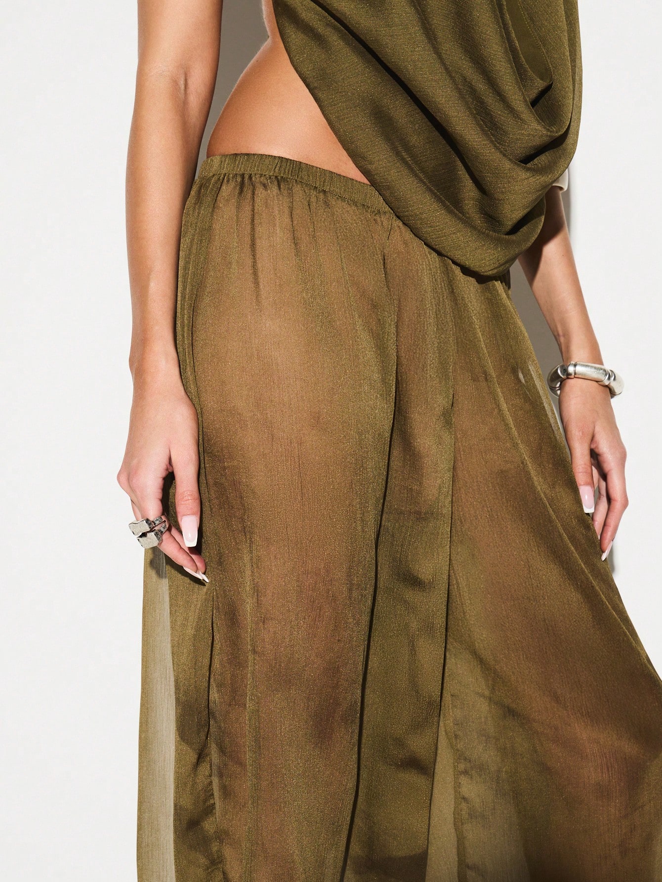 KIZN Spodnie z szerokimi nogawkami i elastycznym pasem