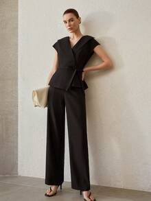 MOTF PREMIUM HIGH WAIST MINIMALIST CASUAL SUIT PANTS - Black - View 6