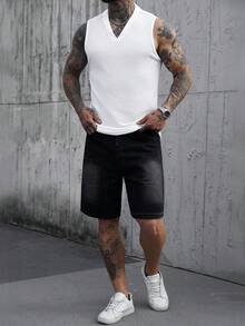 SLATEMANN Men's Casual Solid Color Tank Top, Versatile For Summer Ribbed Vest Ribbed Tank Top Men White Tanktop Mens Tank Top Vest Mens Vest Tops Old Money,Daily Leisure, Weekend Trips, Outdoor Activities, Travel Expeditions, Relaxed Work Environments Or Semi-Formal Occasions, Boyfriend/Husband Gift, Anniversary /Birthday Gift Party Summer Vacation Holiday,Wedding,Spring To Summer,Easter,Y2k,Vintage - White - View 5