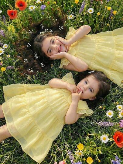 Souflis Souflis 1pc Baby Girl Casual Ombre Color Block Hooded Dress, Suitable For Outings, Lounging, And Parties