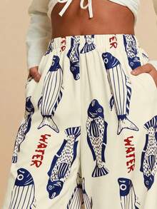 Travachic Vacation Woven Loose Wide-Leg Women Pants - Blue - View 3