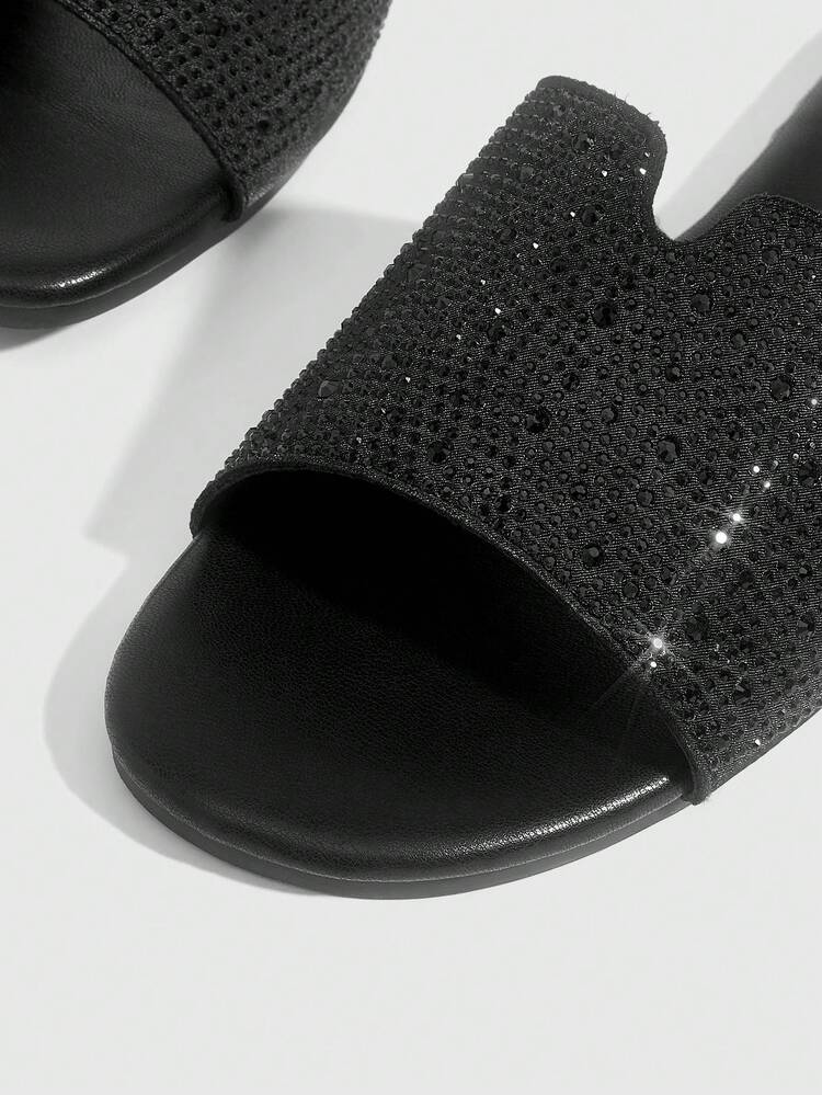 CUCCOO SZL Women's Rhinestone Embellished Flat Sandals, Comfortable Open Toe Beach/Casual Wear