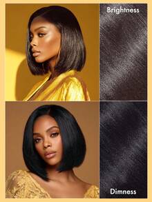 Yaki 直发短波波头假发，真人发，5x5，预处理，无胶假发，蕾丝前假发，真人发，预拔毛发际线，即戴即用，预剪裁，无胶真人发假发，180% 密度 - Natural Black - 查看 11