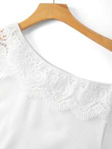 Selianne Women's Spring/Summer Vacation Casual Asymmetric Ruffle Patchwork Slim Bodysuit - White - View 4