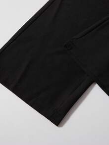 Manfinity Homme Men's Casual Versatile Letter Print Drawstring Waist Pants - Black - View 5