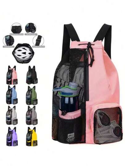 Swimming Bag With Mesh Drawstring Backpack, Carrying Wet Bags, Beach Backpacks, Gym And Workout Gear Bags, Sports Storage Bags, Handbags, And Backpacks