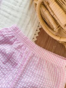 Vintaside Kids Bộ 2 món cho bé gái, áo không tay và quần dễ thương có nơ, kiểu dáng thường ngày. - Hồng - Xem 7