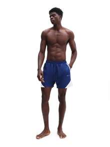 SUMWON Men's Quick Dry Beach Swim Trunks With White Side Panel Design Summer Swimming Boardshorts Elastic Waistband Drawstring Closure Casual Water Sports - Blue - View 3