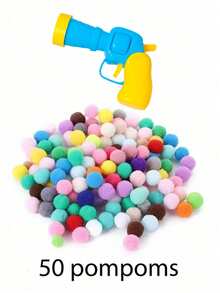 KATT Pom-Poms Launcher-leksaker, slumpmässiga färgade kattpompoms med självhäftande leksaker. Produktbilden visar en användningsmetod. Förbrukningsartiklar: Interaktiva pompoms för husdjur, leksakspistol, 1 st. - Multifärgad - Visa 13